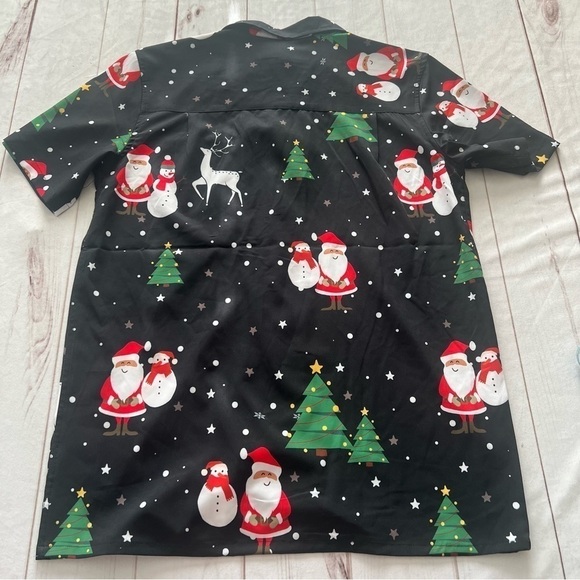 NWT MOLOKAI SURF Black Christmas Cheer Men’s Santa Snowman Shirt M Ugly Xmas - Picture 6 of 11